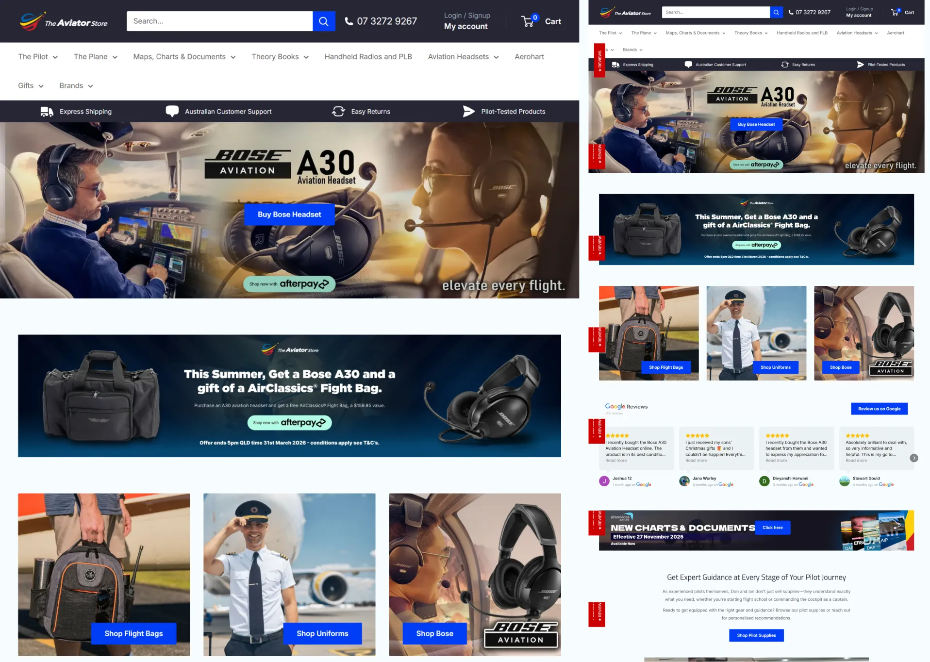 The Aviator Store Website showcase