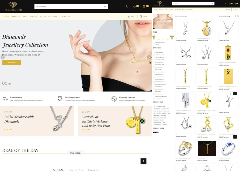 Global Gems Website showcase