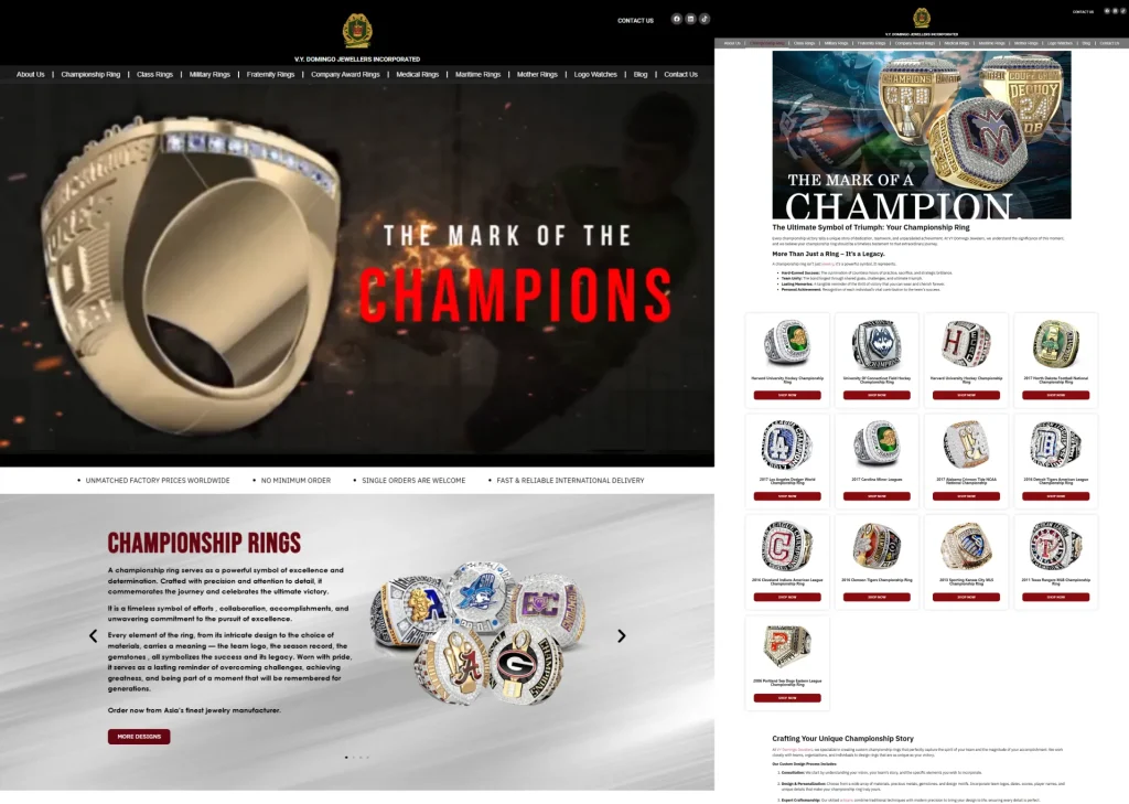 VY Domingo Jewelry Website showcase