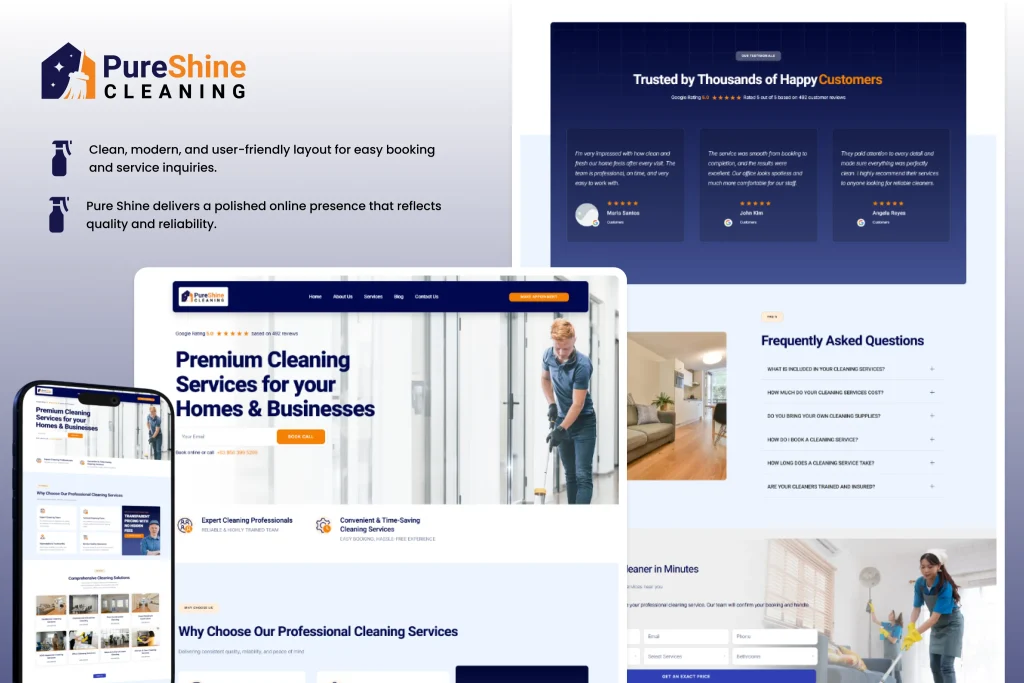 Pure Shine Cleaning Web Design